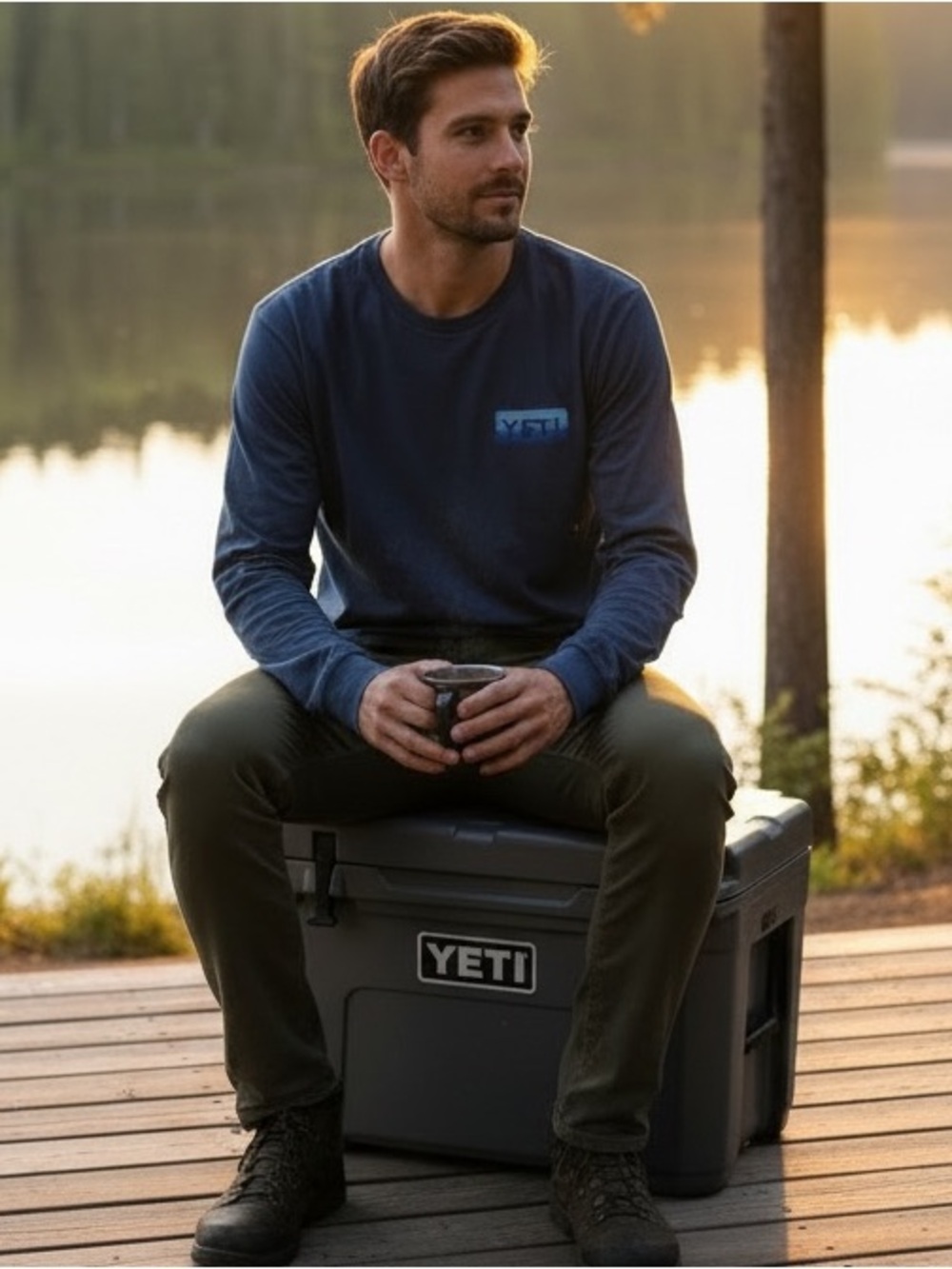 YETI Men's Navy Long Sleeve Tee